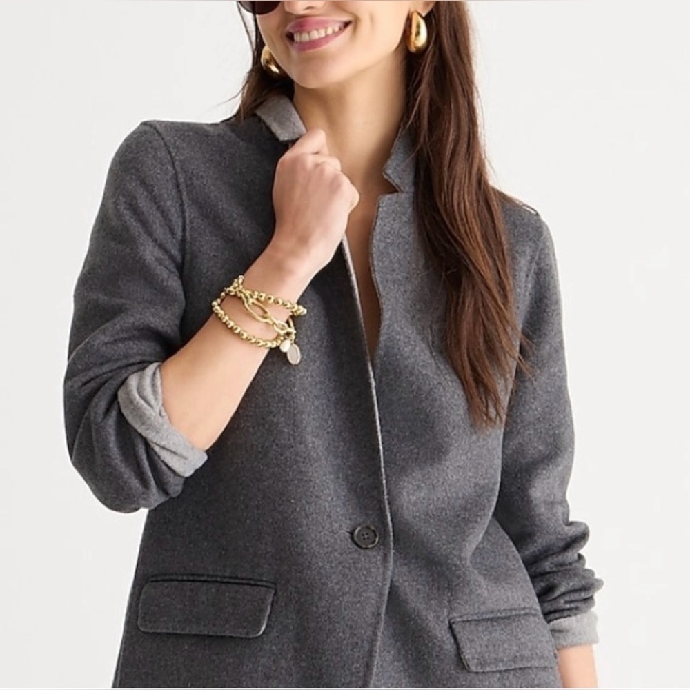 J Crew Leighton Blazers Jacket
Double Faced Wool Blend Gray Size 8